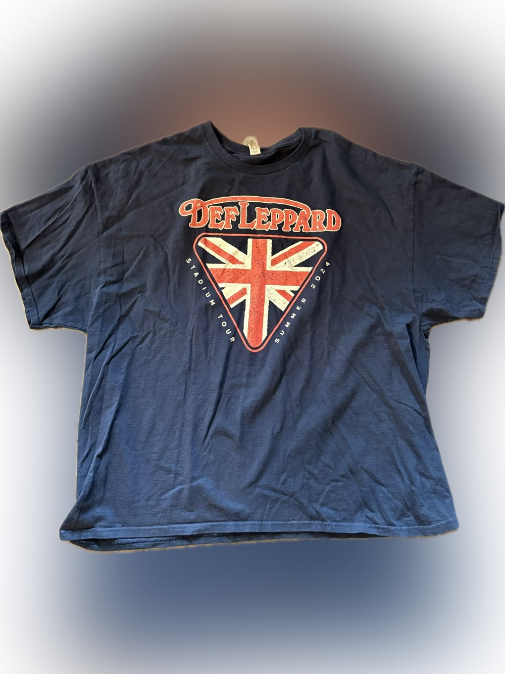 Gildan Navy Blue Def Leppard Union Jack Graphic Tee 2022 Summer Tour